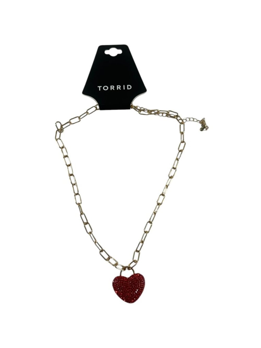 Torrid Red Crystal Pave Heart Link Chain Necklace Valentines Love Sparkle - Picture 7 of 7